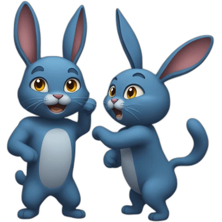 bluecat-fight-with-brownrabbit emoji