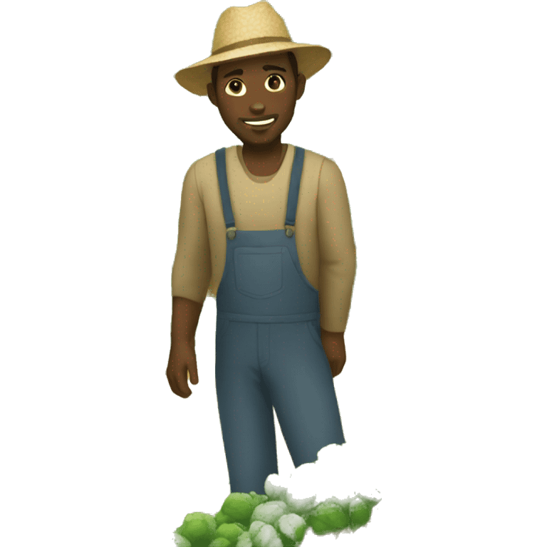 Black man farming in the fields emoji