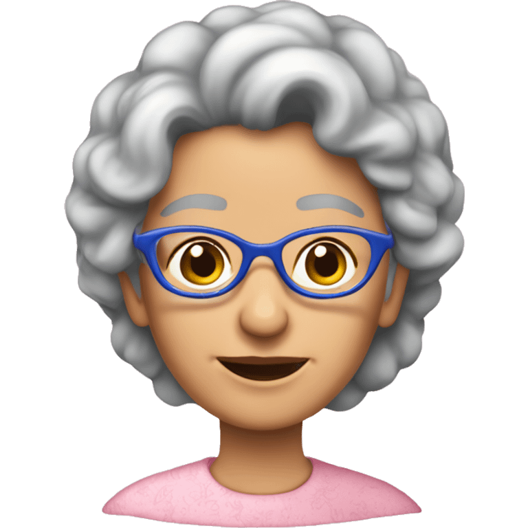 abuela teñida de pelo largo azul lentes rosa  emoji