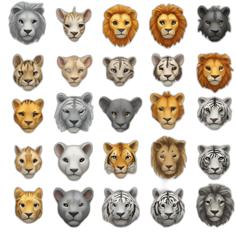 Lion Rhino tiger wolf giraffe zebra emoji