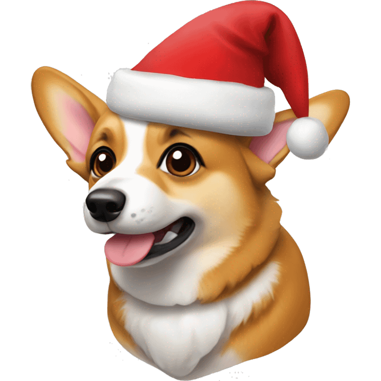 Corgi with a Christmas hat  emoji