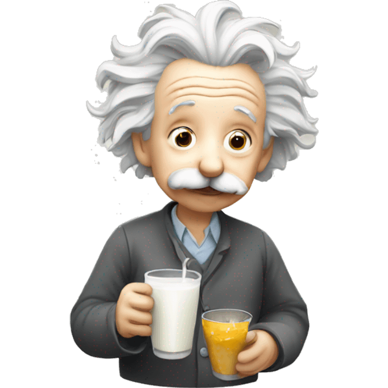 Albert Einstein drinking milk emoji