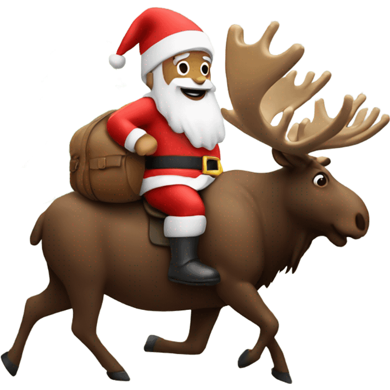 Santa riding a moose in the forest emoji