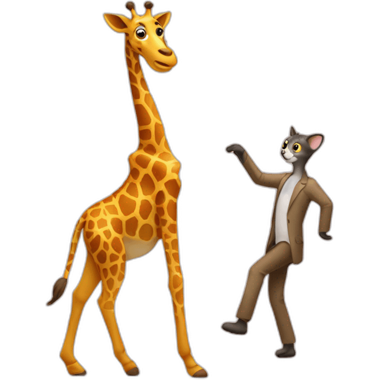 girafe qui danse avec un chat emoji