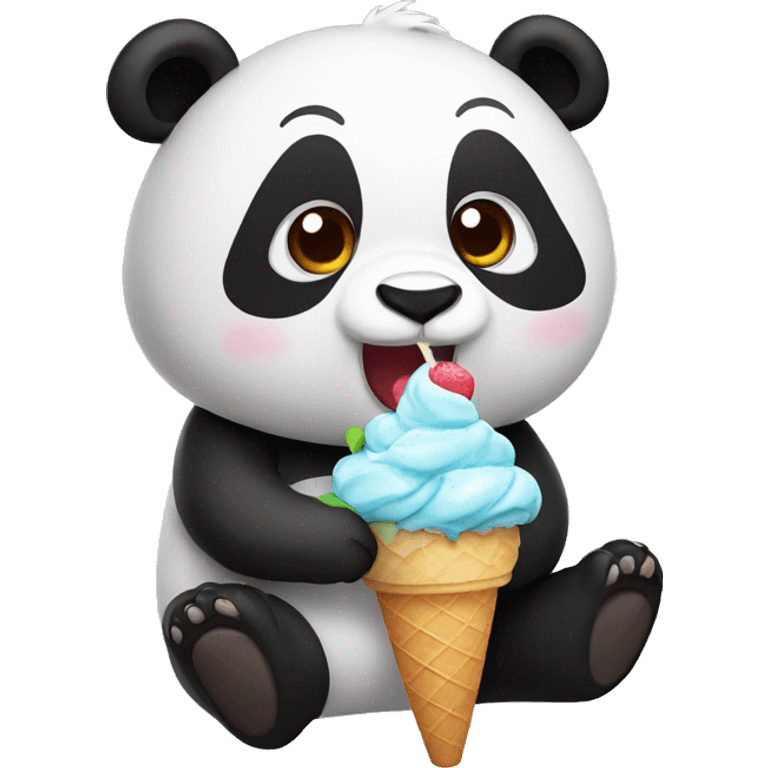 Panda eating ice cream emoji