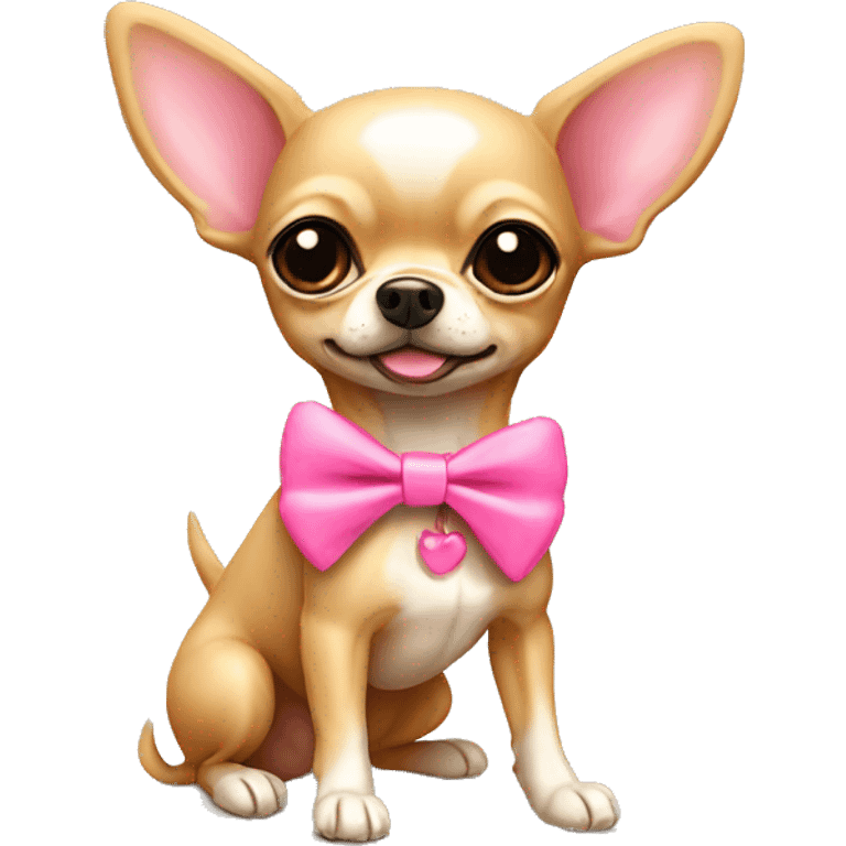 tan chihuahua with pink bow emoji