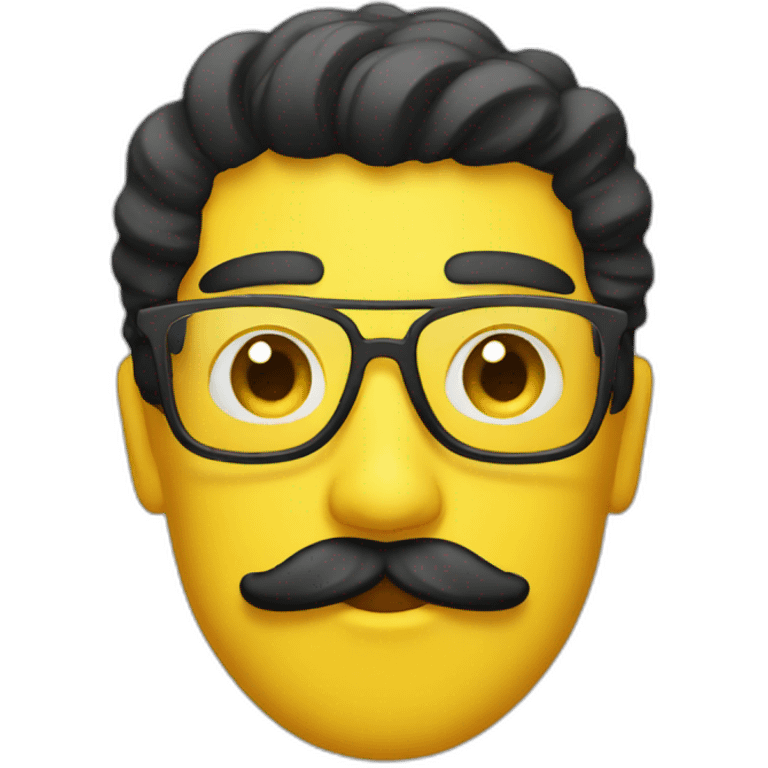 A yellow emoji with a mustache and black hair emoji