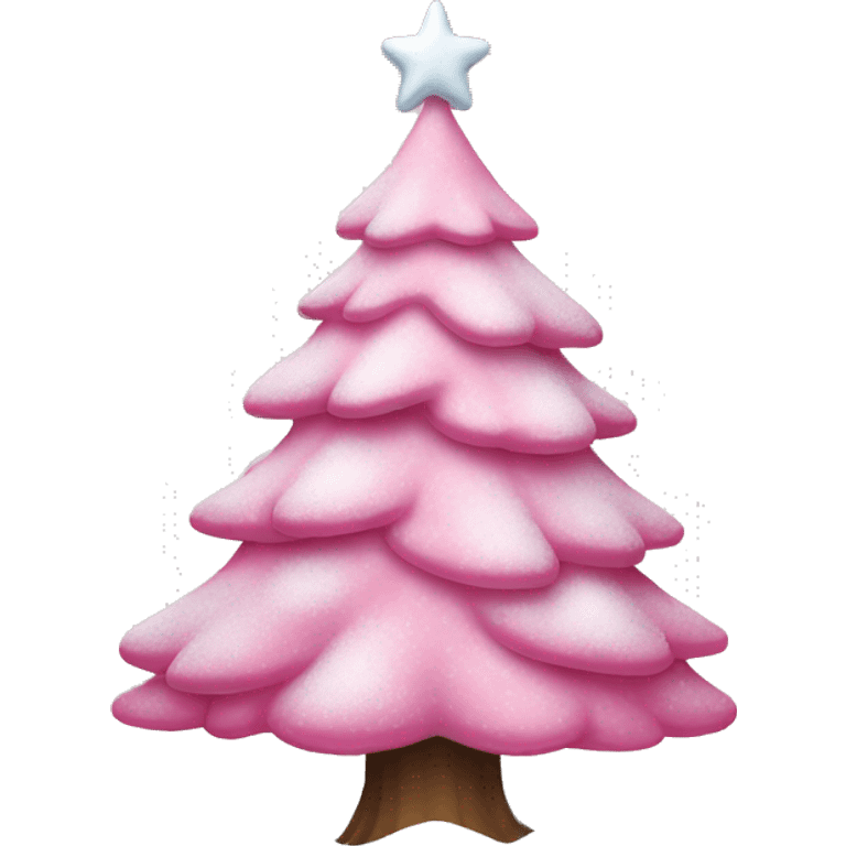 Pink christmas tree with snow emoji