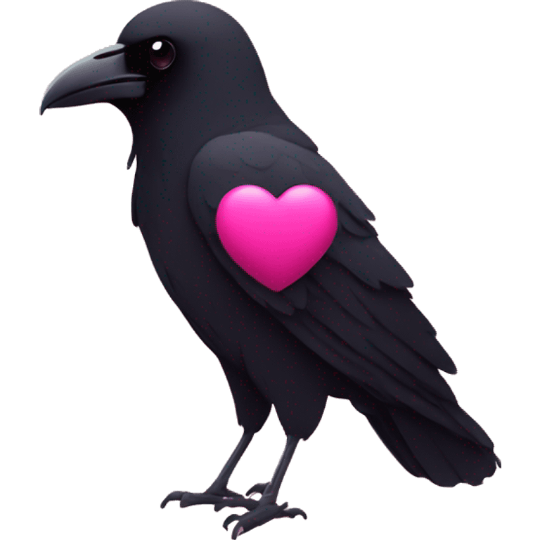 Minimalist raven positioned in the center of a pink heart  emoji