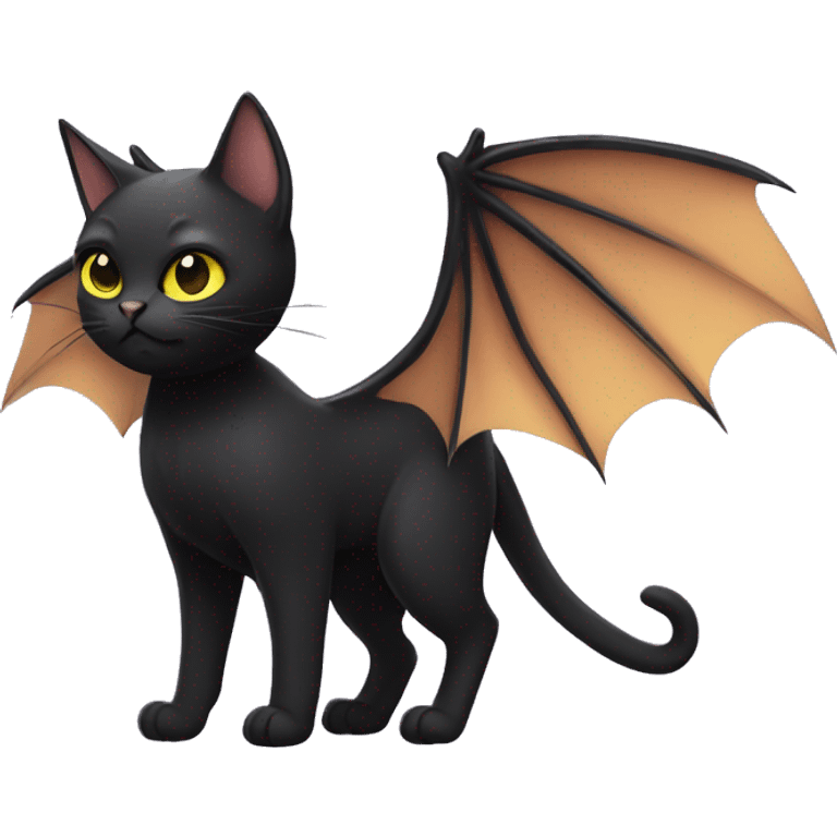 black cat with bat wings emoji