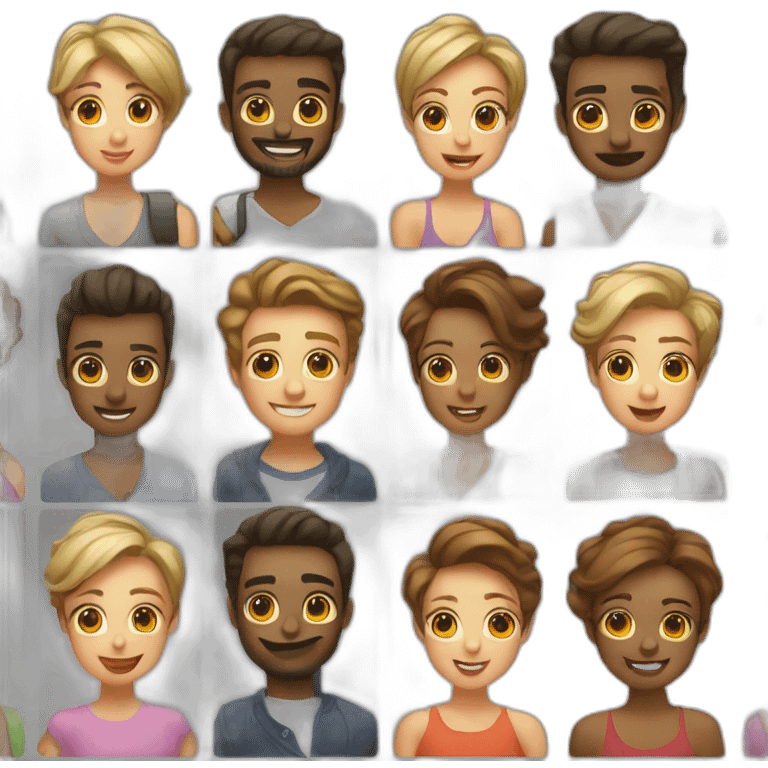 Grid of Selfies in iOS emoji style emoji