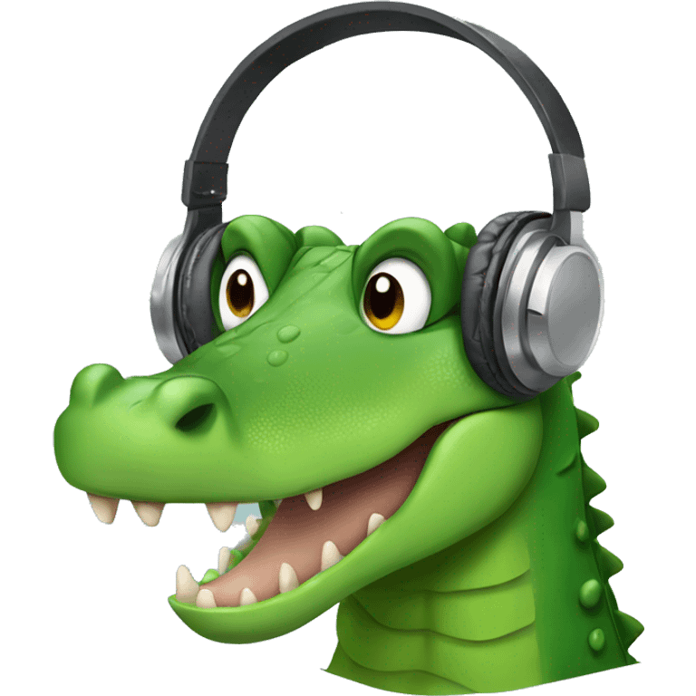 Crocodile wearing headphones emoji