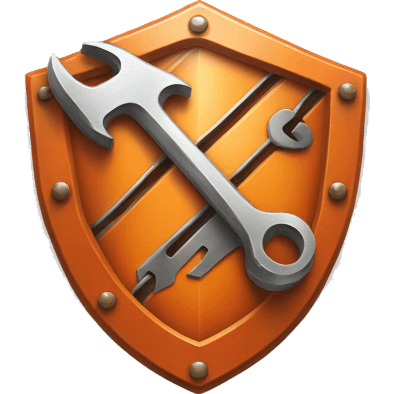 orange metal shield with wrench symbol in the middle emoji