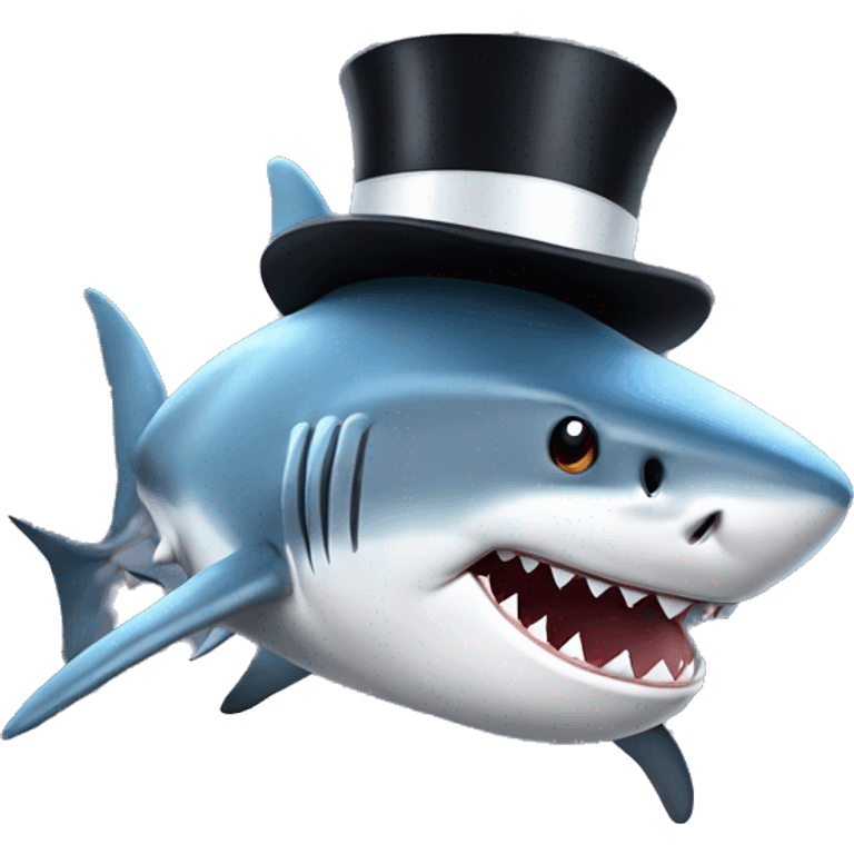 Shark with a top hat emoji