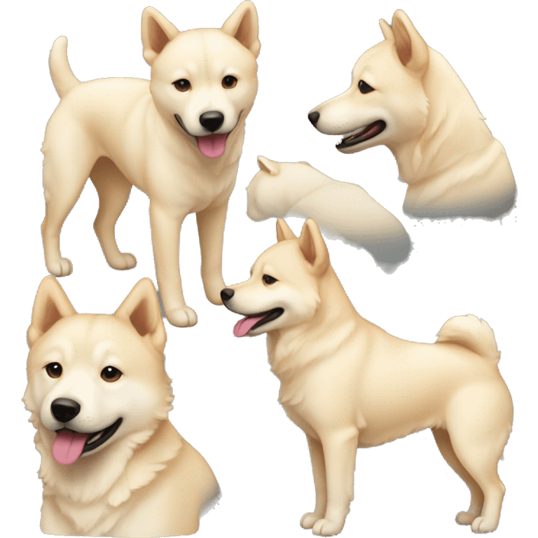 Cream color face and body, light beige ear retriever and jindo mix emoji