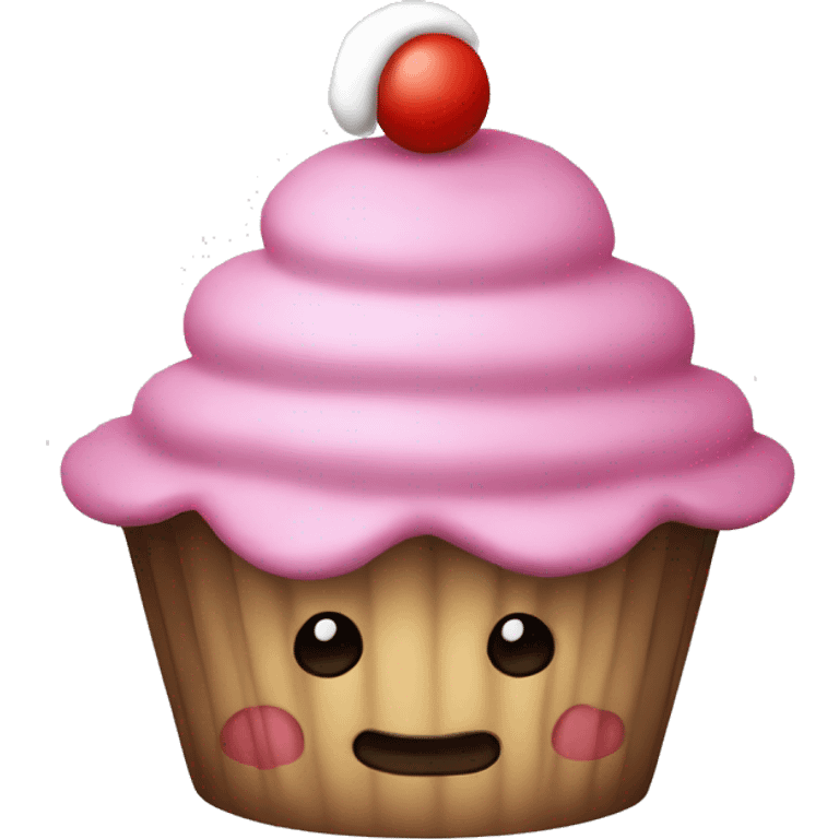 Pink cupcake with a Santa hat emoji