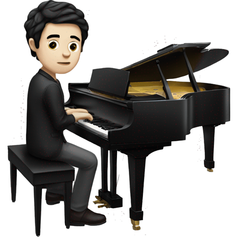 pale skin and black hair man playing grand piano emoji