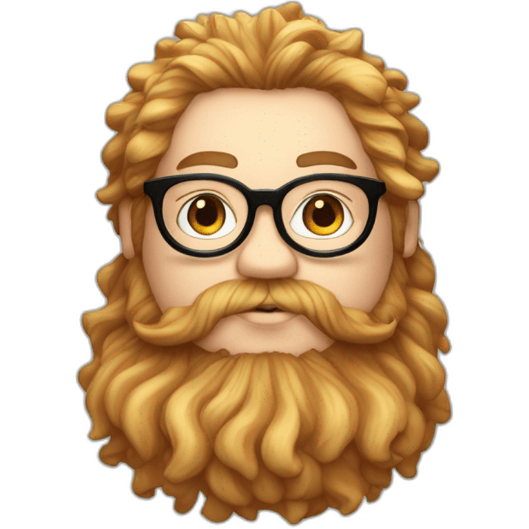 Chubby non binary round glasses long venitian hair chaotic red and blond beard with vaporizer emoji