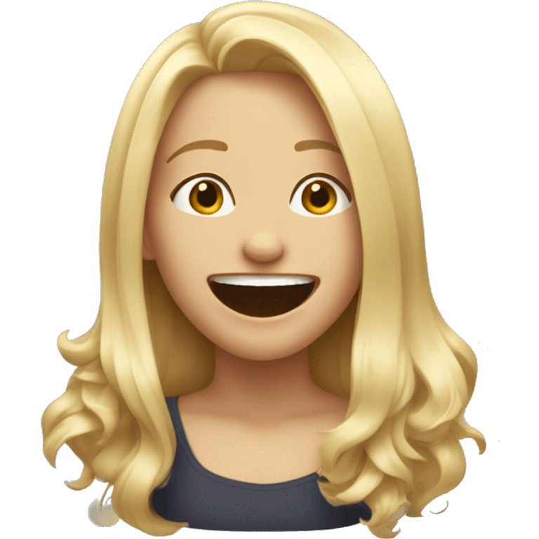 Blonde girl shoulder length hair laughing hysterically  emoji