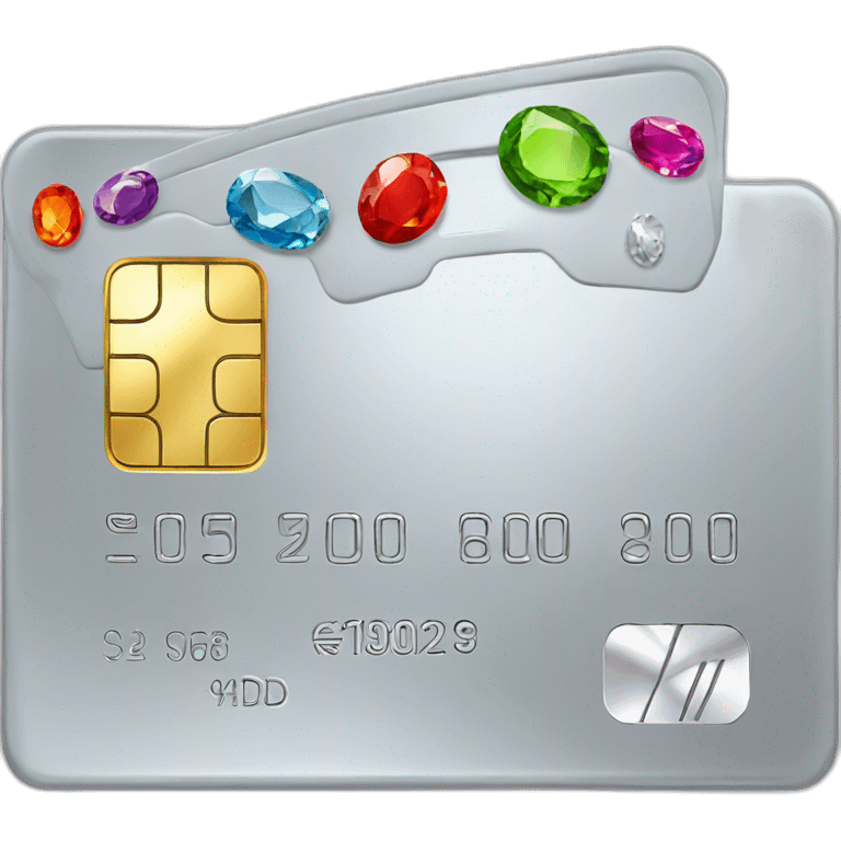 Silver credit card with gems emoji