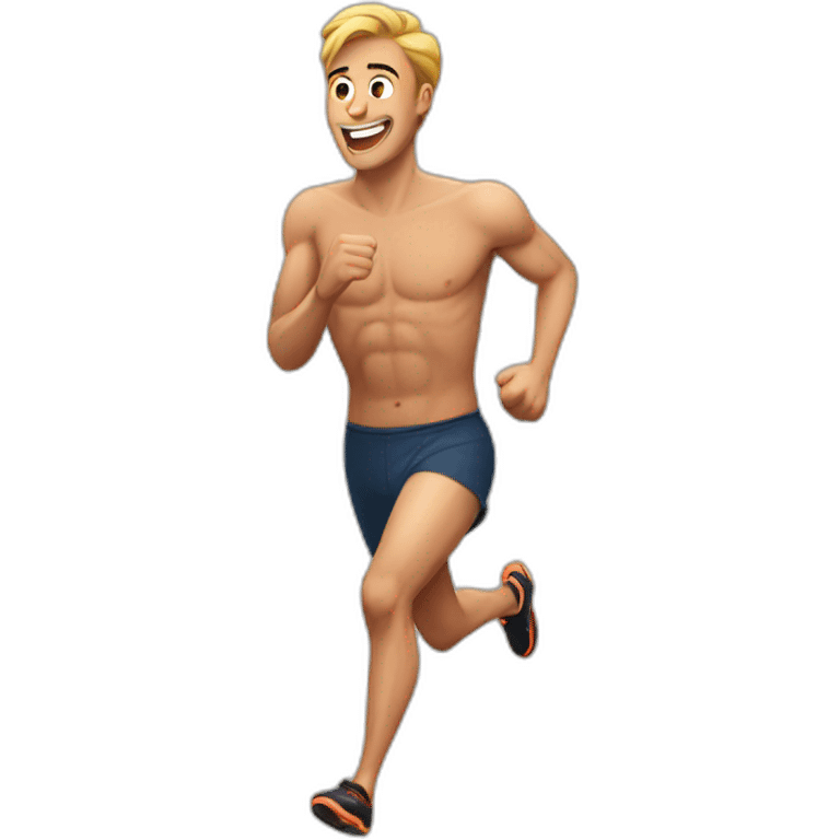 Guy shirtless running a race emoji