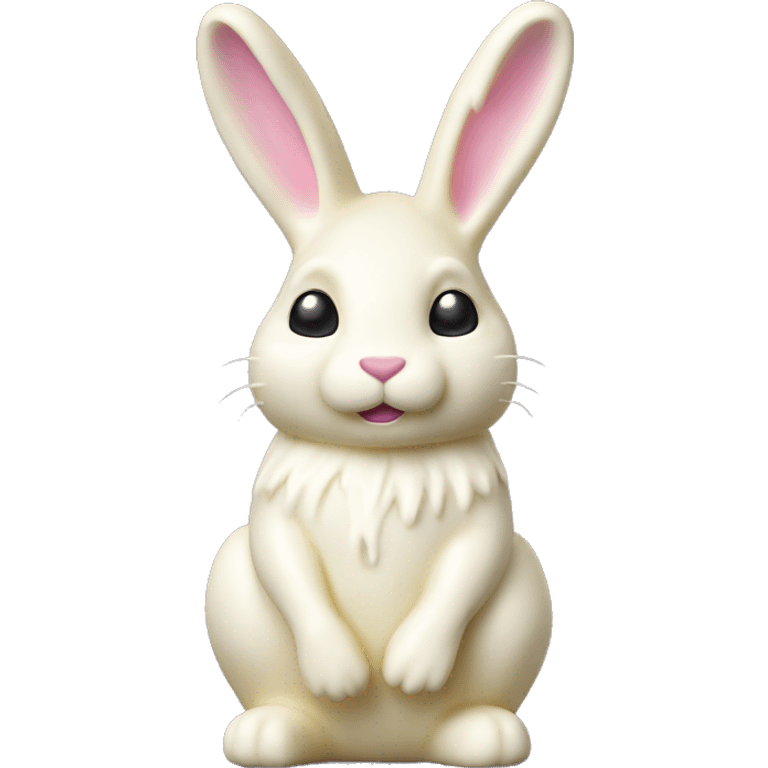 Realistic Easter white chocolate bunny candy isolated. emoji