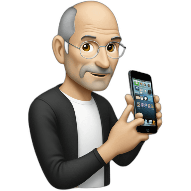 Steve Jobs holding iPhone 15 emoji