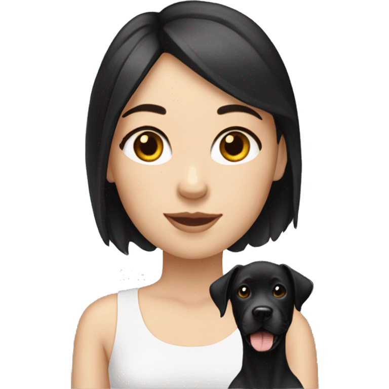 White Girl with black hair with a labrador emoji