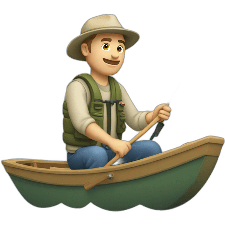 white fisherman in a small boat fishing emoji