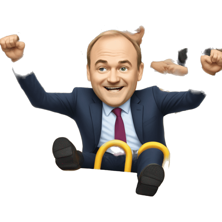 Liberal Democrat leader Ed Davey smiling on a rollercoaster emoji