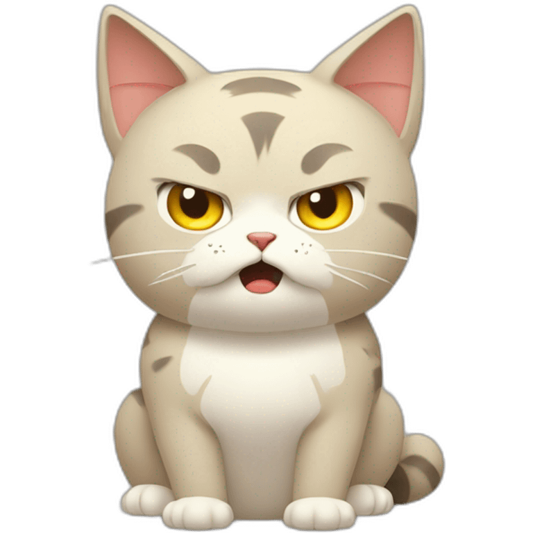 angry cat flat design style  ghibli emoji