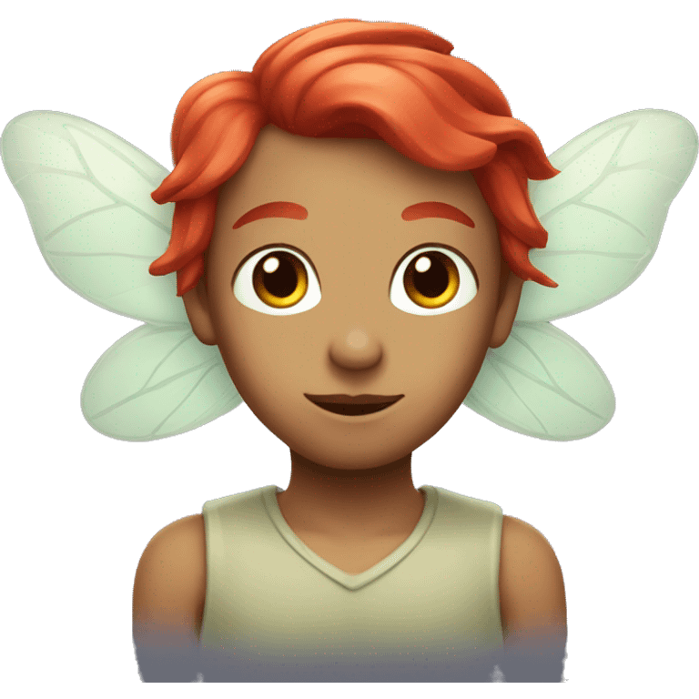 A fairy with wings and red hair emoji