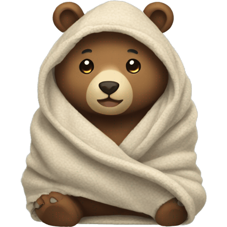 bear cozy in blanket emoji