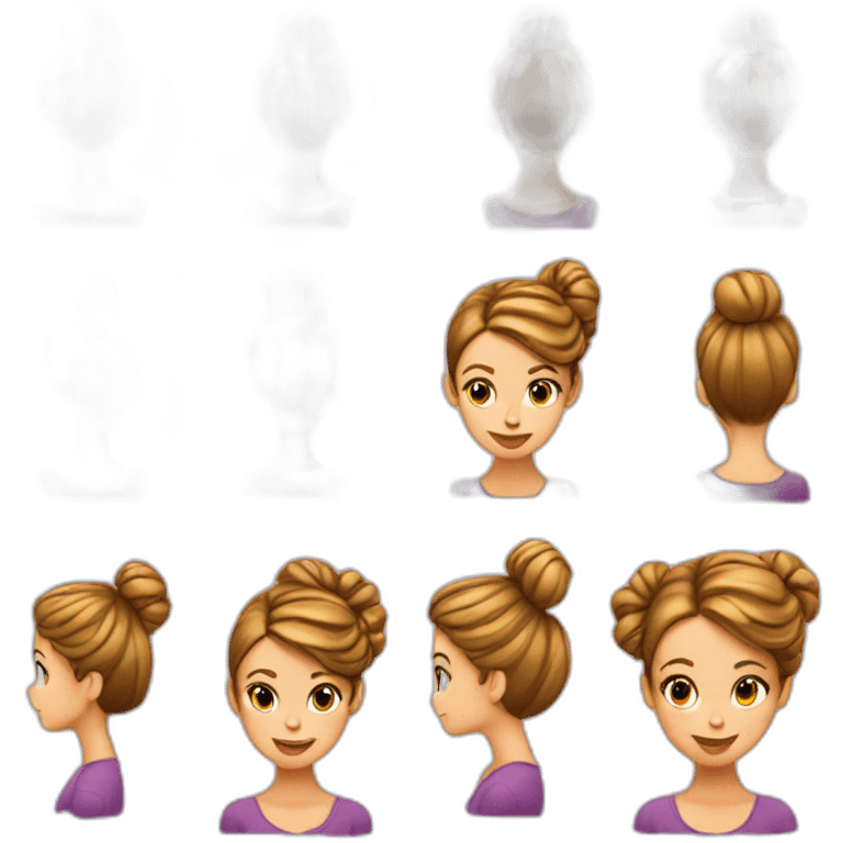 Fille chignon boucle emoji