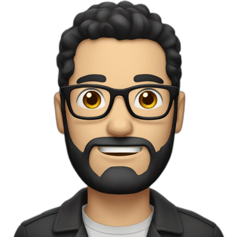 Tall white man with black hair a short beard wearing glasses emoji