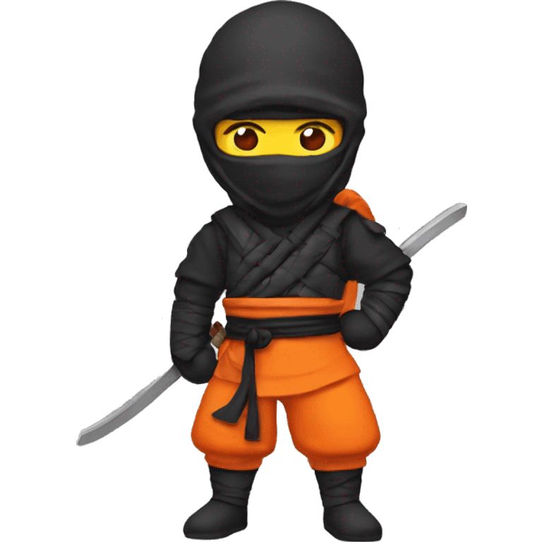 ninja with clothe orange holding action figure emoji