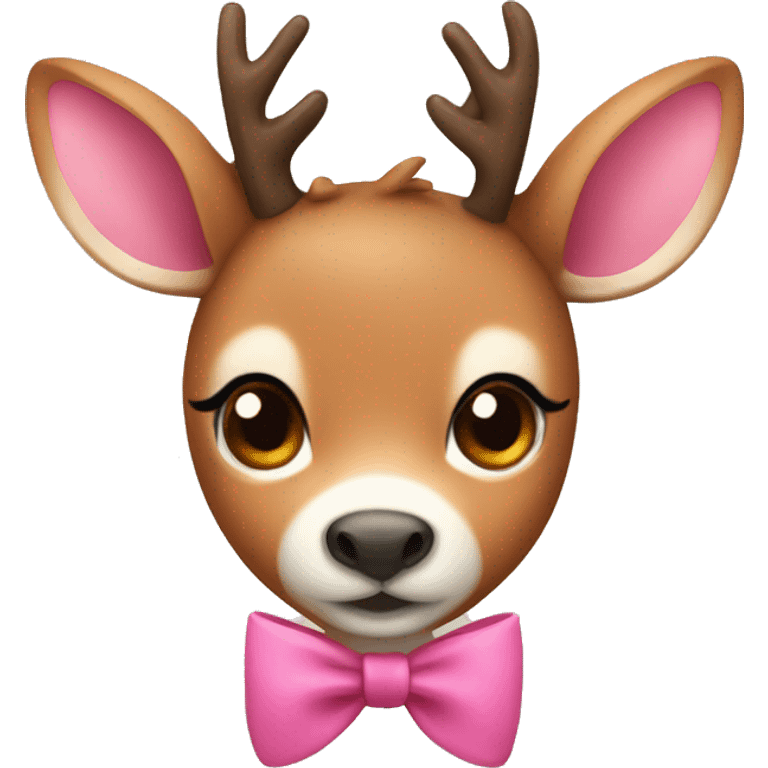 cute deer with pink ears and a brown bow emoji