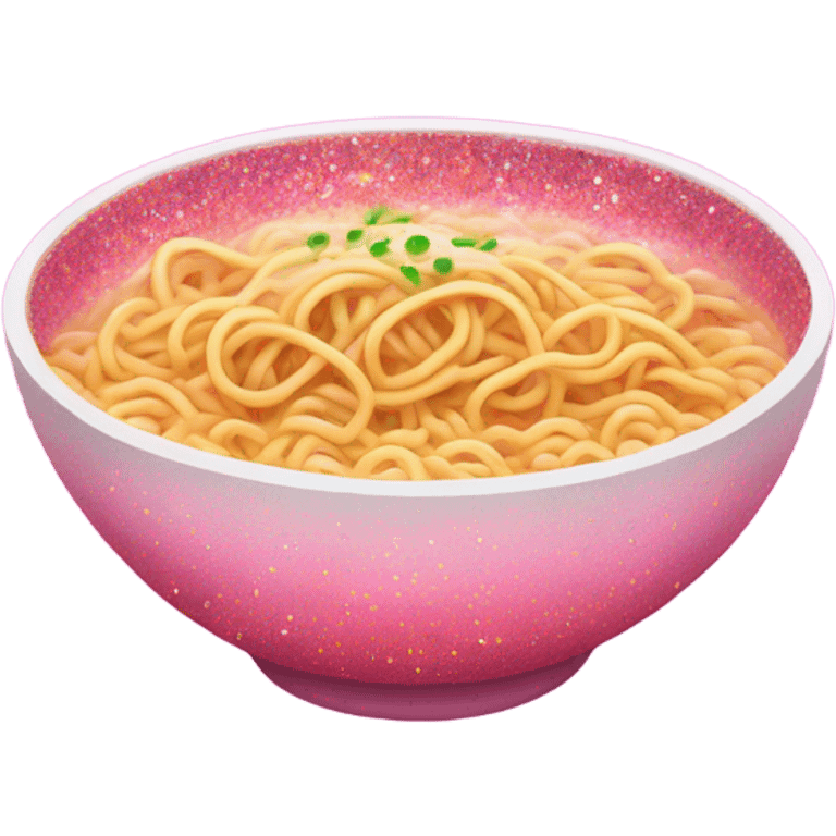 Pink ombre bowl of ramen with glitter  emoji