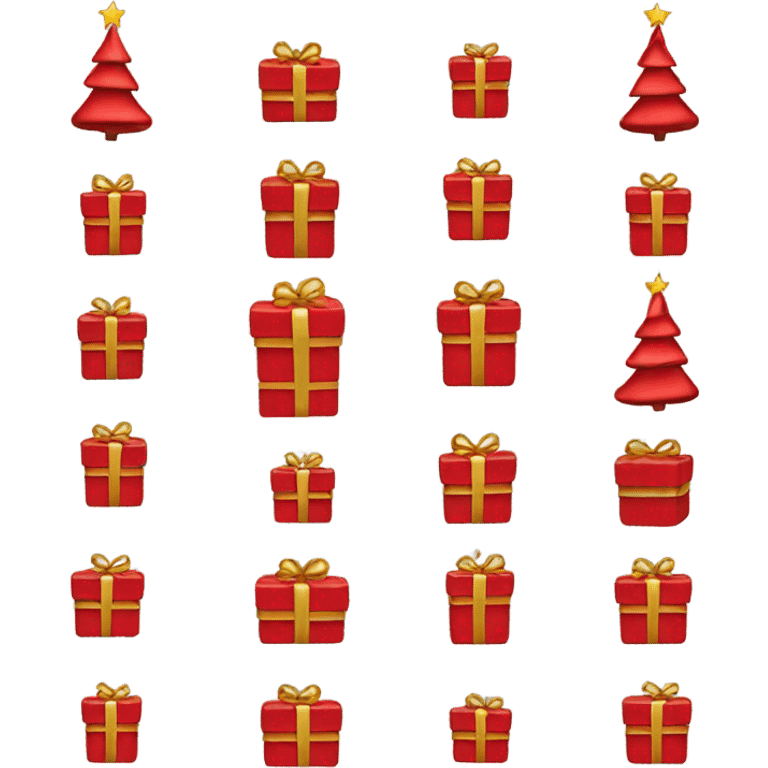 red presents stacked in the shape of a christmas tree emoji