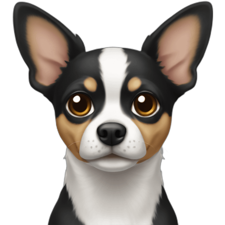 Chiwawa mix black body and a little white one ear down emoji