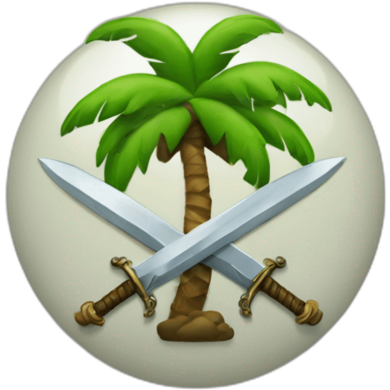 logo of two crossed swords with a palm tree in the middle emoji