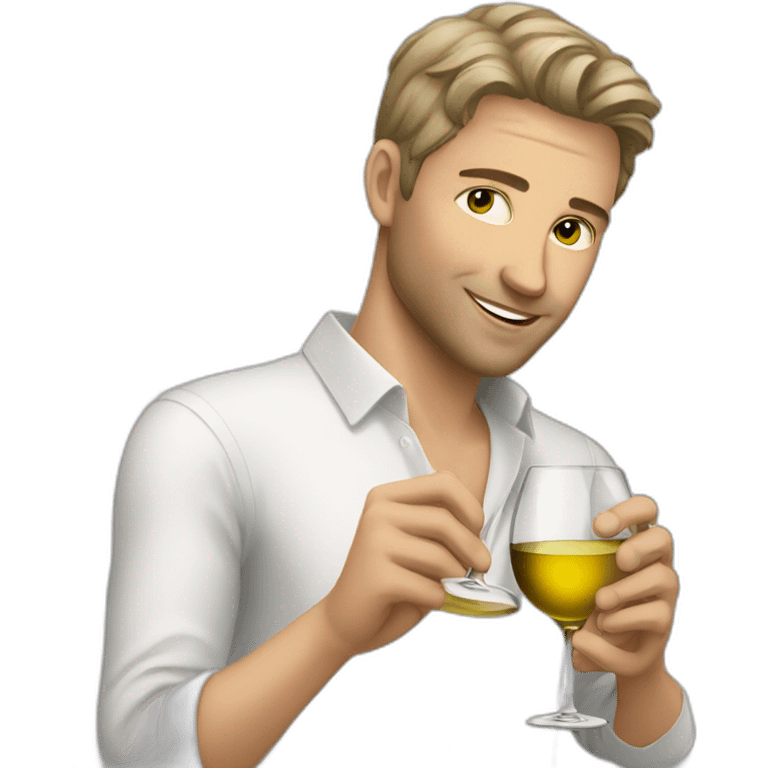 gorgeous white man drinking wine emoji