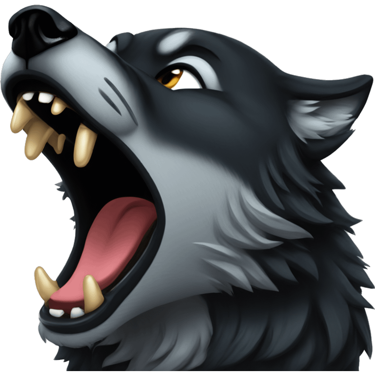 Black wolf howling tears emoji