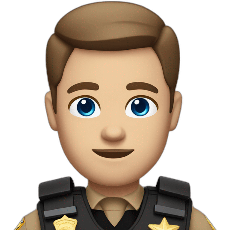 Deputy sheriff with short Brown hair and blue eyes and bulletproof vest and arms emoji