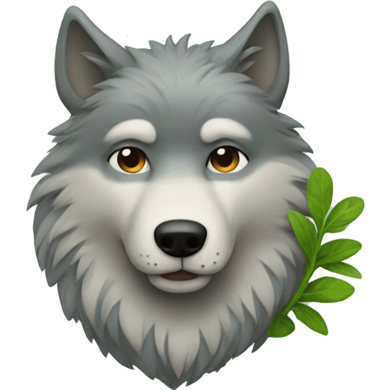 Wolf with plant fur emoji