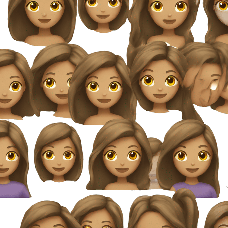 Women with straight brown hair emoji