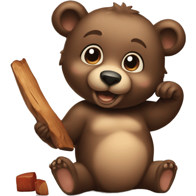 A playful and brazen baby bear.
Bringing wood and liking meat.
My hobbies are disturbing my grandfather, dancing while listening to music, and holding a surprise event. emoji