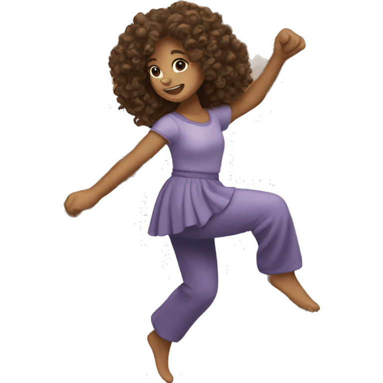 girl with curly brown hair dancing emoji