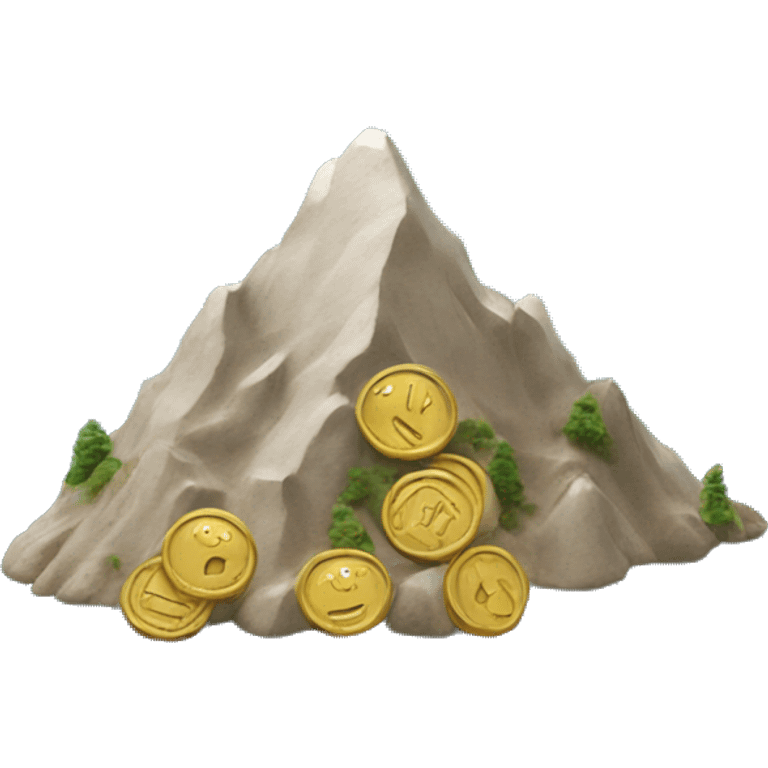 mountain made of with tiny coins which are smiling emoji