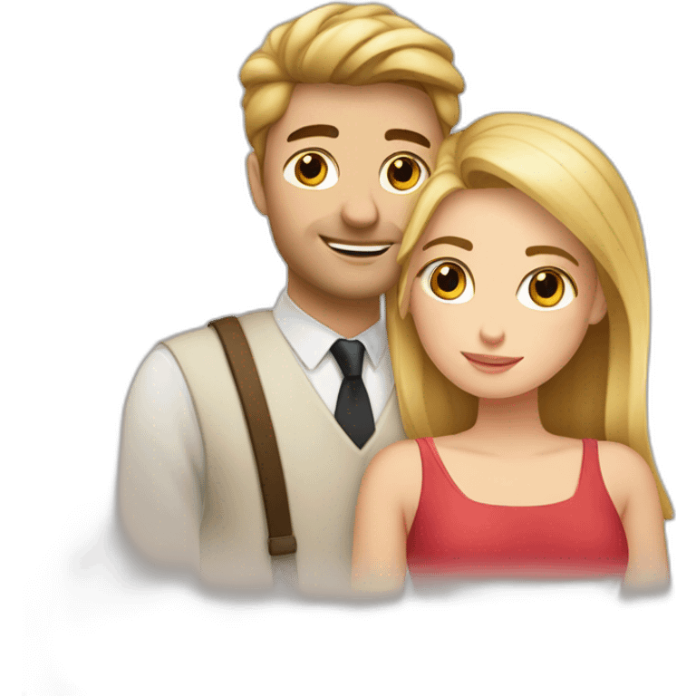 Pareja enamorados rubia y moreno emoji